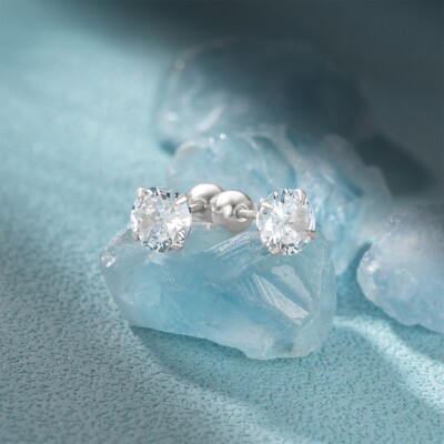 s925 Sterling silver classic simple basic four-claw diamond-threaded piercing bo