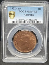 Australia 1952 M PENNY PCGS Graded MS64 RB