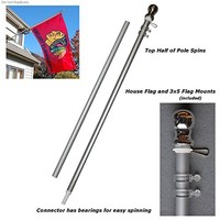 Aluminum 6' Foot Spinning Silver Flagpole For Grommet Or House Flag, New, Free S on sale Aluminum 6' Foot Spinning Silver Flagpole For Grommet Or House Flag, New, Free S on sale
