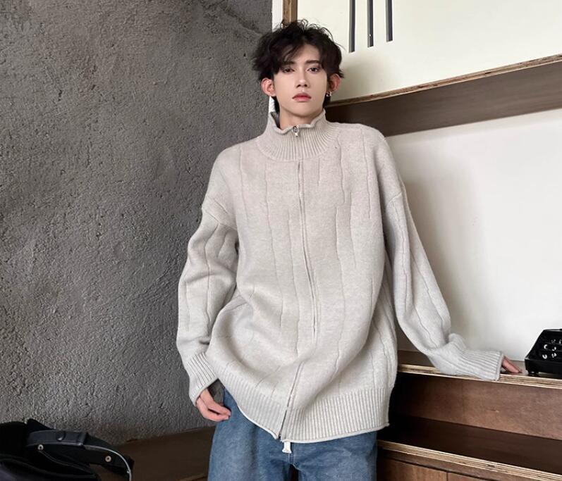Mens Fashion Winter Turtle Neck Long Sleeve Loose Warm Kniting Sweaters  Cardigan
