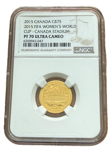 Canada 2015 Gold 75 Dollars $75 NGC PF70UC FIFA - Canada Stadium