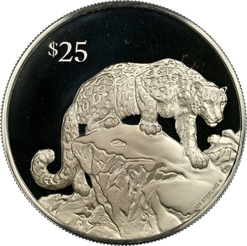 1993FM British Virgin Islands SNOW LEOPARD Silver $25 MINT ERROR PF 68 UC NGC - Picture 3 of 5
