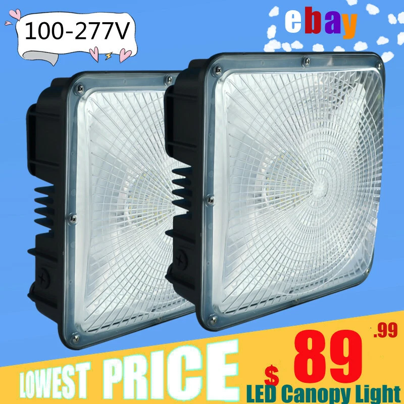 2 Pack 70Watt LED Canopy Ceiling Light - Gas Station Lights, Parking Garage Lamp