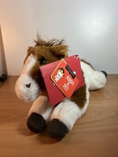 Peluche FAO Schwarz Horse Pony 14" Laying Adopt A Pet Brown avec étiquette, papiers d'adoption