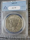 1926 S Peace Dollar ANACS AU58 Great Luster and Solid Strike