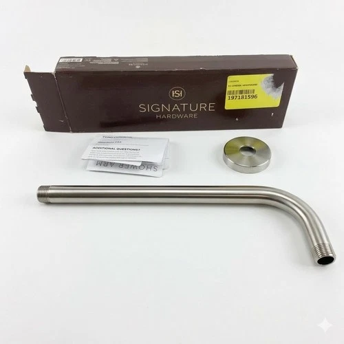 Signature Hardware Wall-Mount Rainfall Shower Arm 12" Brushed Nickel - Picture 1 of 9