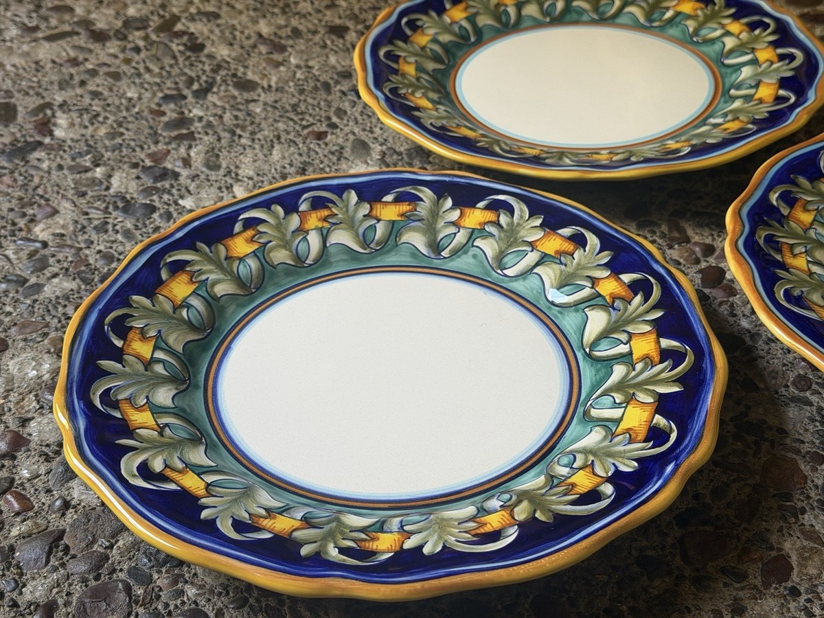 Pascal Ravello 3 Plate Set Majolica Pottery Dipinto A Mano Hand