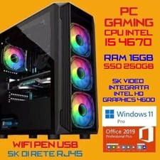 COMPUTER PC GAMING 650W CPU INTEL i5 Ram16GB SSD250GB Pennetta Wifi Win11+Office