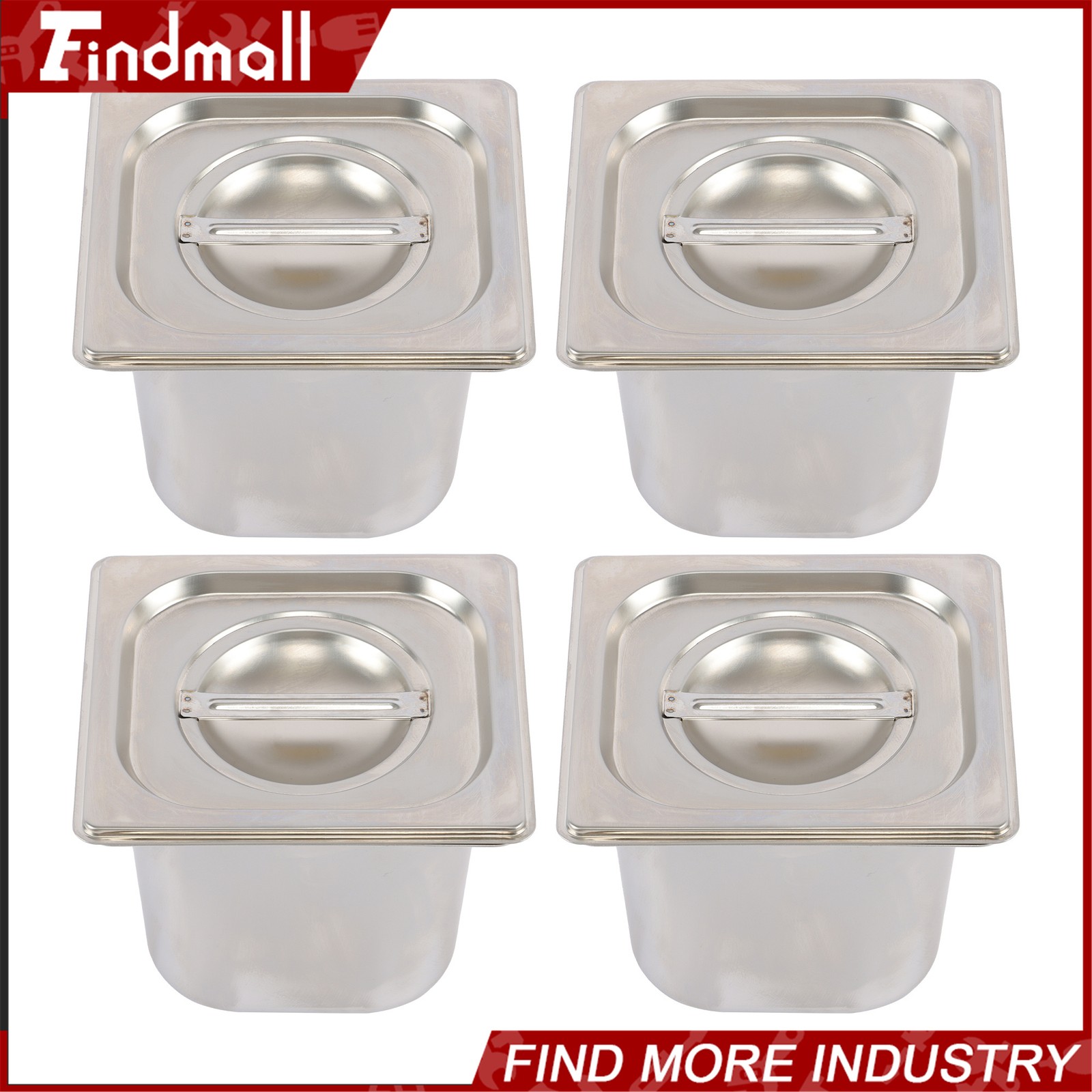 Findmall 4 Pack 6" Deep Steam Table Pan Hotel Pans Food Prep Stainless Steel