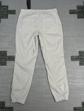 Banana Republic Utility Ankle Pants Womens 6 Beige Cotton Tapered Leg Ankle Zip