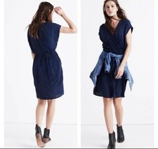 Madewell NWT V-Neck Wrap-Front Mini Dress in Brushstroke Diamond Size Large