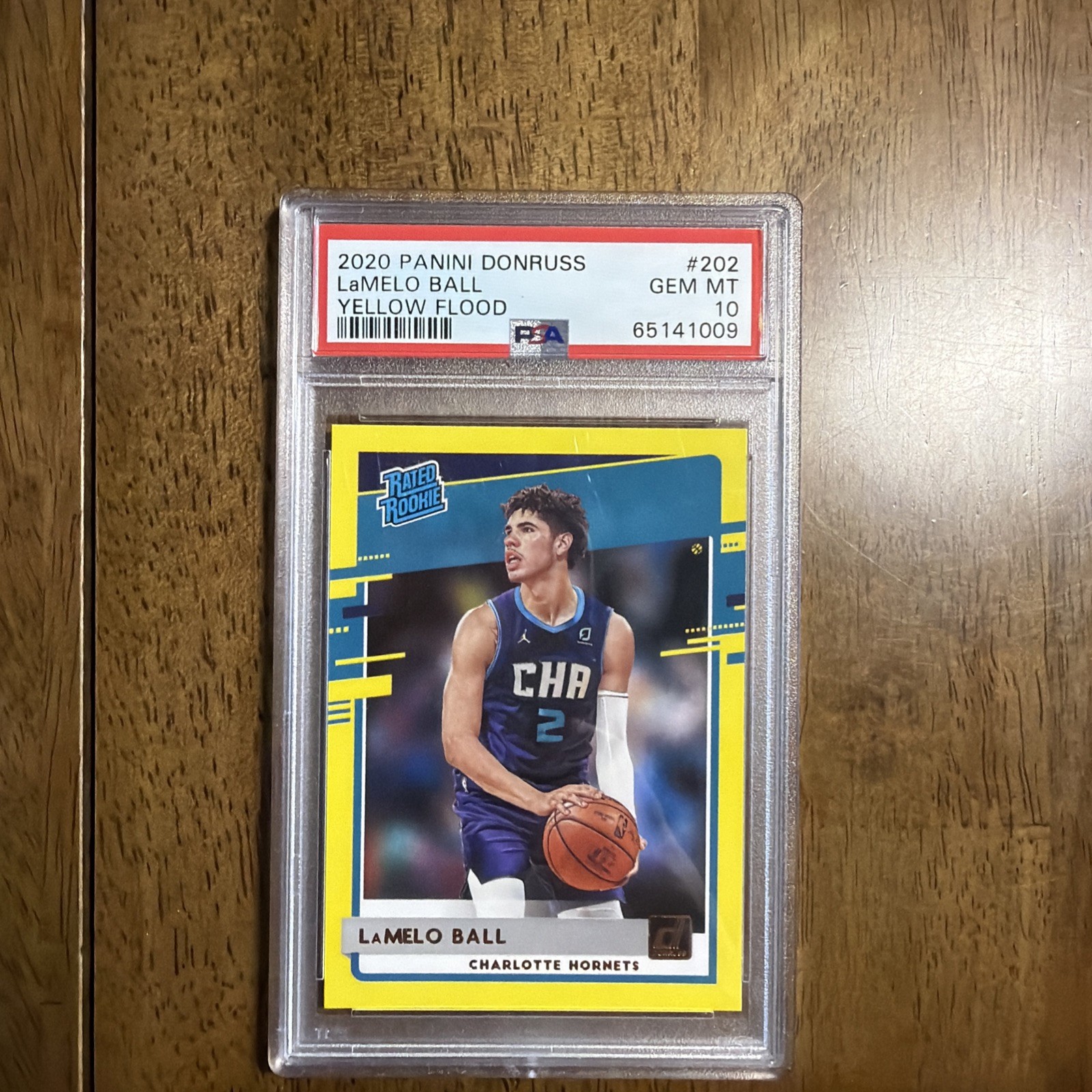 2020 Donruss Rated Rookies Yellow Flood Lamelo Ball #202 PSA 10 GEM MT Rookie RC