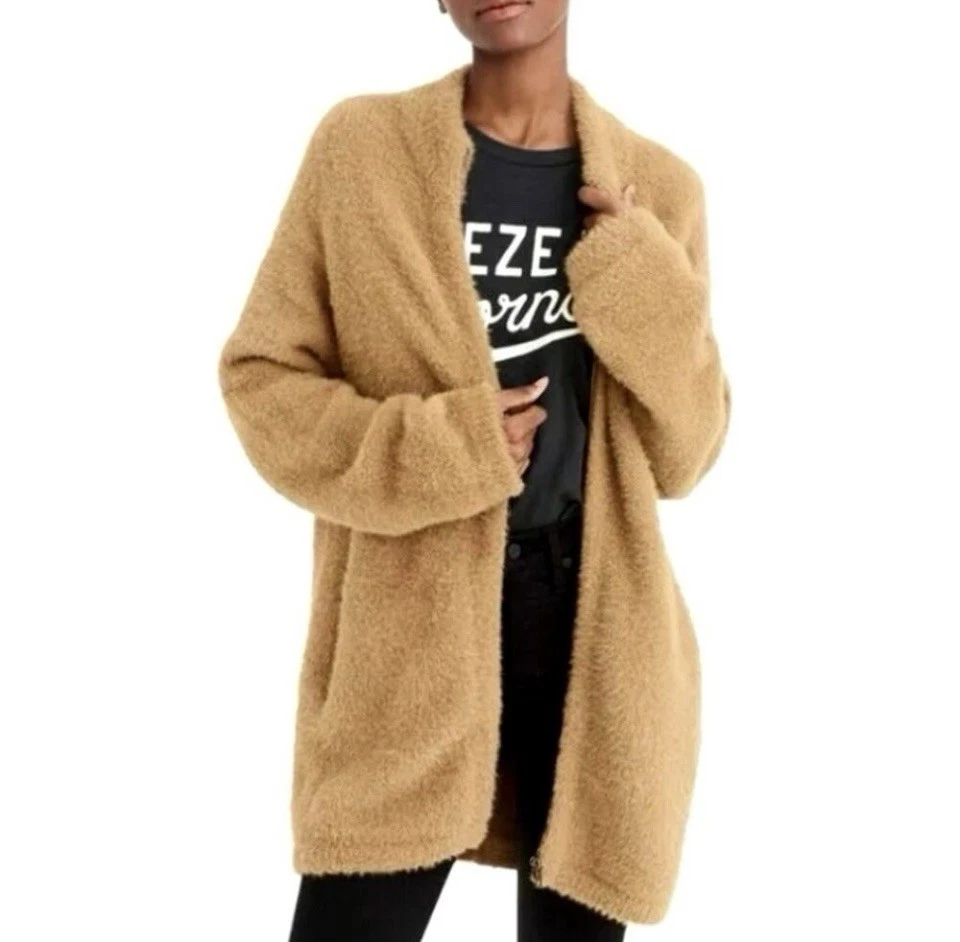 Chaqueta de peluche Point Sur difusa para mujer talla M cremallera frontal de gran tamaño bolsillos acogedora