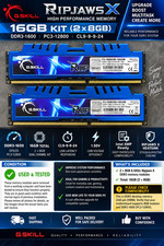 G.SKILL Ripjaws X 16GB 2x8GB DDR3 1600 PC3-12800 CL9 F3-1600C9D-16GXM