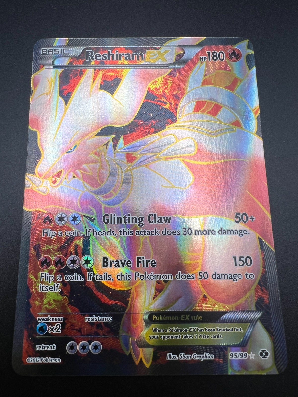 Reshiram EX - 95/99 - Pokemon Next Destinies Black & White Full Art Card NM