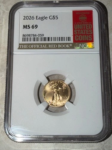 New Listing1/10 oz gold 2026 G$5 Eagle NGC MS 69