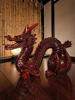 Prosperity Dragon Asian Figurine Resin 7.25'' Strength Goodness Courage Indurance