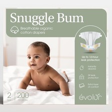 Evolur Snuggle Bum Baby Diapers, Size 2, *200 Count* 0.17 per diaper