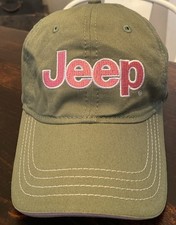 Jeep Olive Green  Pink Accents Embroidered Logo Baseball Cap Hat Women's