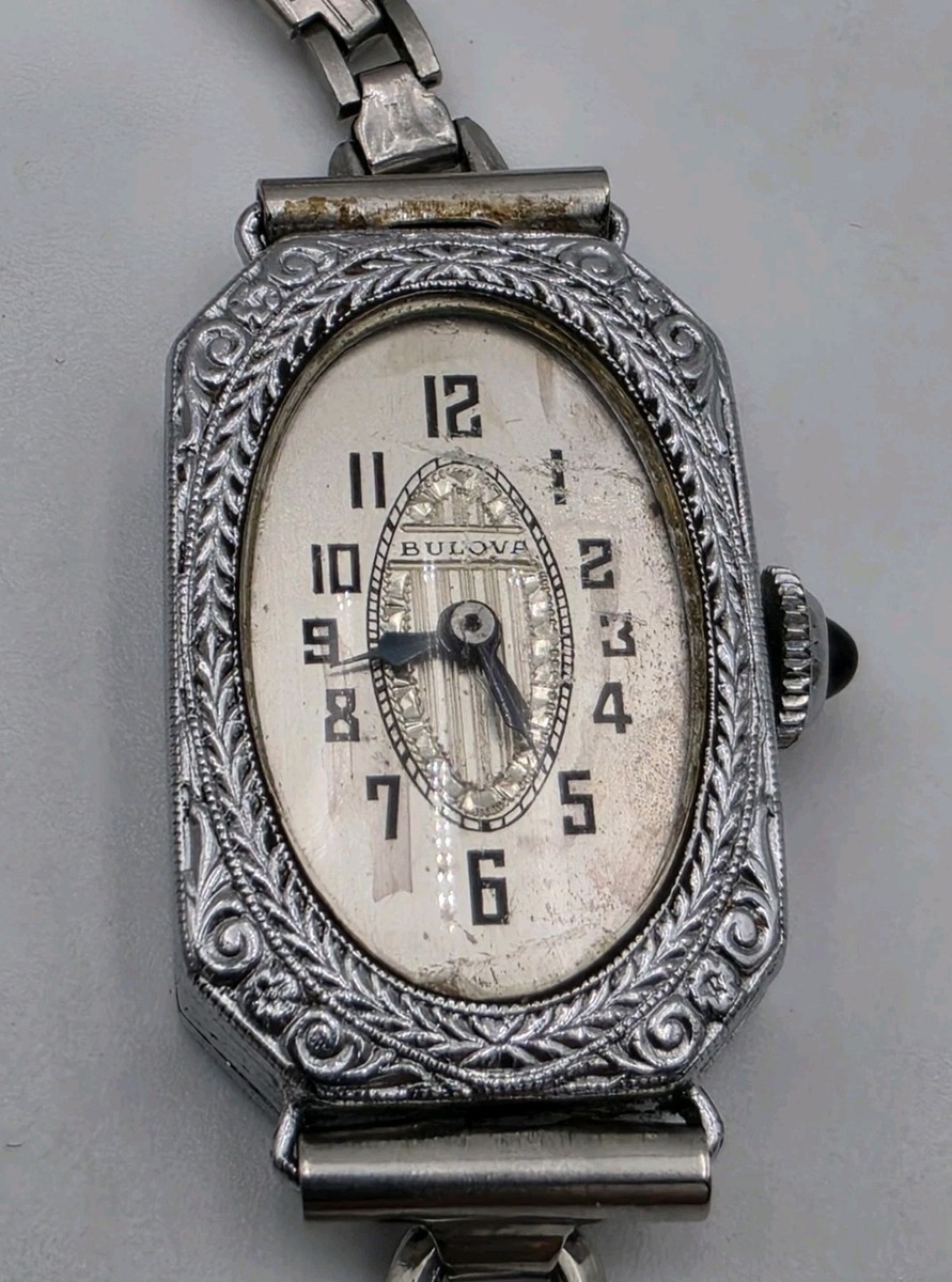 Bulova 1924 Ladies Art Deco 14K Gold Filled Watch Swiss Mechanical