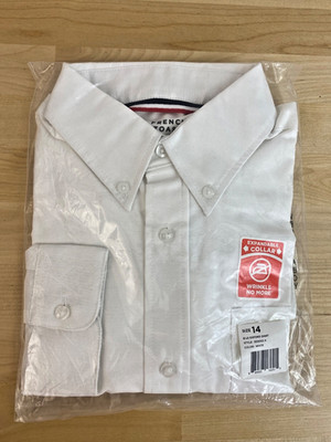 NEW French Toast Boys' Long Sleeve Oxford Shirt (Size 14, White) School Uniform