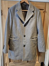 Moss Men's Light  Grey Overcoat 39% Wool  38R