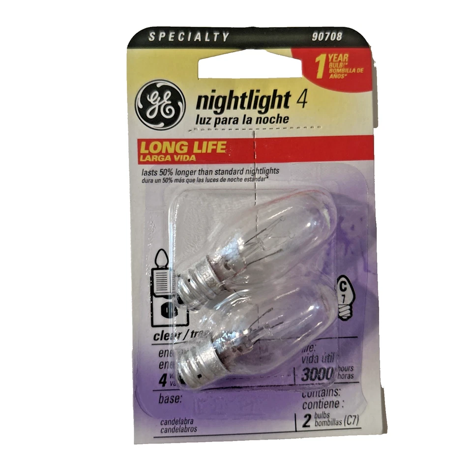 GE C7 Replacement Bulbs Clear 4 Watt Christmas Village / Nightlight 6 Packs - Image 2 of 4