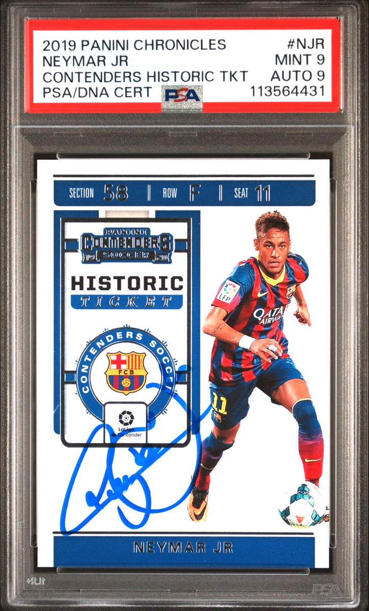 Neymar Jr Signed 2019 Panini Chronicles Historic Ticket - PSA 9
