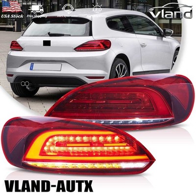 VLAND FULL LED RED TailLights For VW Scirocco MK3 2009-2014 W/Dynamic Rear Lamps