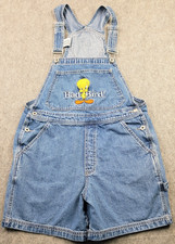 Vintage Warner Brothers Tweety Denim Short Overalls Adult Medium Bad Bird