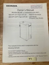 OEM HONDA MCHP 1.2D 1.2DP COGENERATION UNIT OWNERS MANUAL
