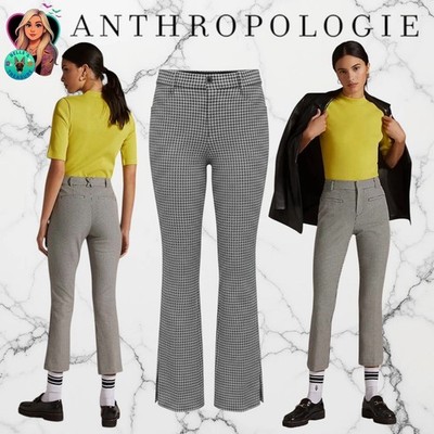 Anthropologie Womens 0 Essential Collection Houndstooth Kick Flare Cropped Pants