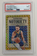 2023 Panini Mosaic STEPHEN CURRY Notoriety Gold 1/10 PSA 9 Warriors