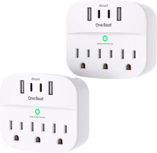 2 Pack Multi Plug Outlet Splitter with Usb,Surge Protector Outlet Extender with