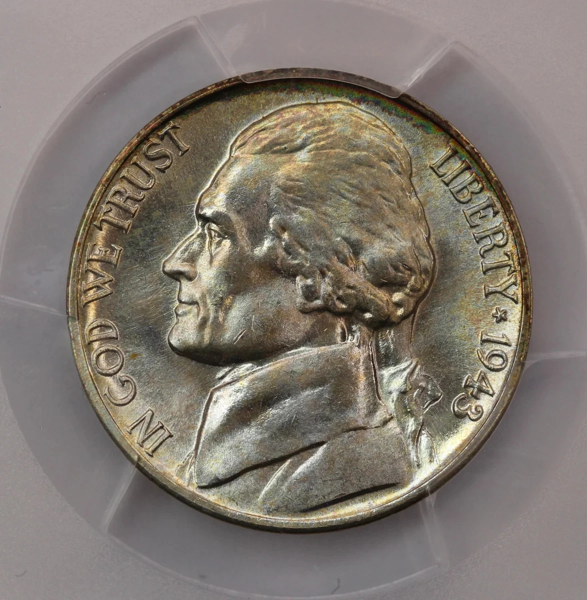PCGS Certified MS 67 Graded 1943 Year US Jefferson Nickels (1938