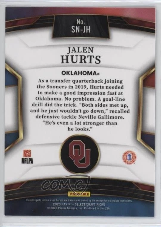 2023 Panini Select Draft Picks Select Numbers Jalen Hurts #SN-JH - Image 2 of 2