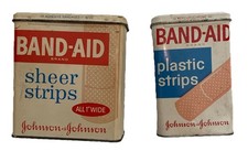 Vintage Band-Aid Johnson & Johnson Sheer Strips Advertising Tin Lot of 2