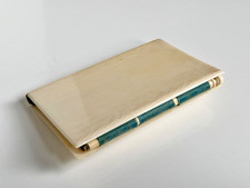 Antikes Notizbuch Notizb&uuml;chlein Cover Celluloid, blaue Moir&eacute;-Seide, datiert 1878