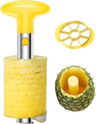 Herramienta de cocina fácil, pelador y rebanador de frutas y piñas de acero.2026