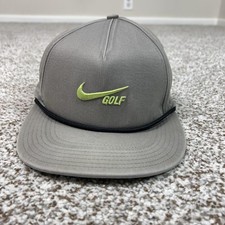Nike Golf Hat Cap Snap Back Mens Gray Rope Retro 72 Dri FIT Swoosh Embroidered