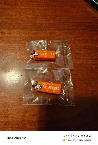 Disney Mickey Mouse DVC Passholder Badge Orange Clip "New In Plastic"
