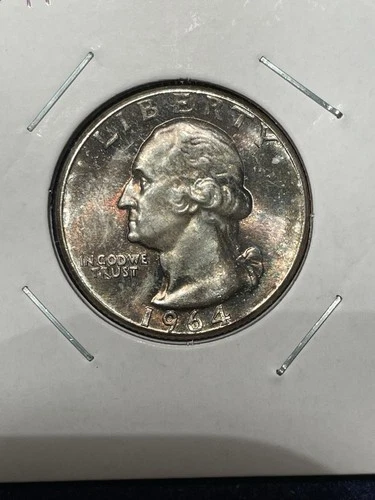 1964 P Silver Washington Quarter -  a nice uncirculated, toned coin