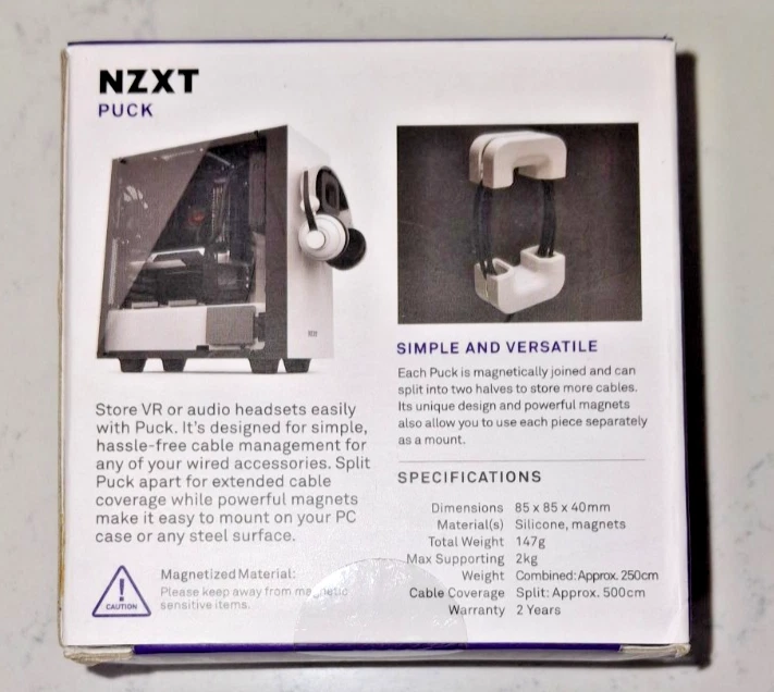 NZXT PUCK GESTIÓN DE CABLES Y MONTAJE DE AURICULARES-COMPACTO-SILICONA-IMÁN PARA FUNDA DE PC. Foto 3 de 3