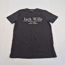 JACK WILLS T-Shirt Small Black Mens Short Sleeve Crew Neck Logo 100 Cotton