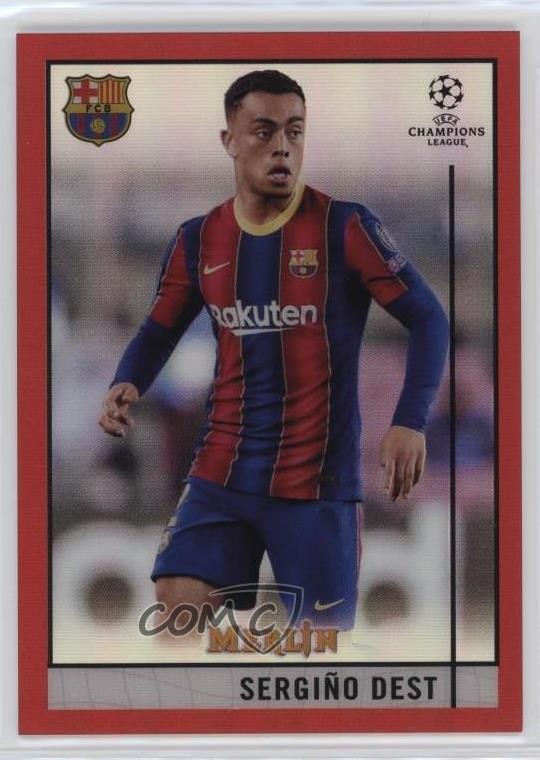 2020 Topps Merlin Collection Chrome UCL Red Refractor /10 Sergino Dest Rookie RC