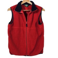 Red Full Zip L.L. Bean Fleece Vest Size Large 14/16 