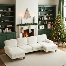 VINGLI 110 Sectional Couches for Living Room,U Shaped Couch with Double Chaise,