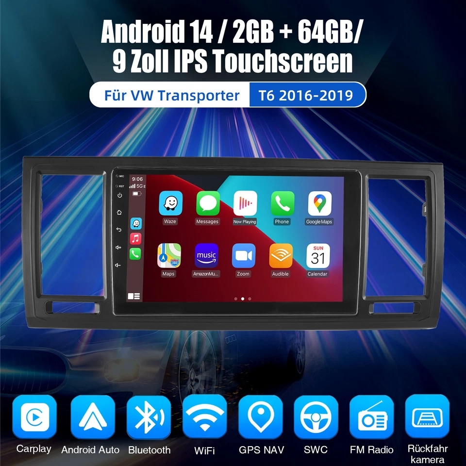 Für VW T6 Transporter Multivan Apple Carplay Android 14 Autoradio GPS DAB+ Navi - Bild 3 von 4