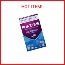 Phazyme Maximum Strength Gas and Bloating Relief, 250 mg Simethicone, 12 Fast Ge