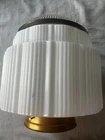 Antique Art Deco Skyscraper Milk Glass Clear Dome Ceiling Light Shade 14” Flaw